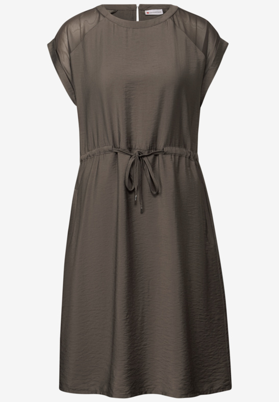 Mat mix Viscose Dress Nomad Brown Knälång klänning m kort ärm