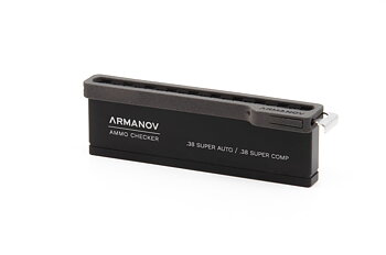 Armanov ​​​​​Ammo Checker 10rd with Quick Transfer Cover and OAL Checker - .38 Super Comp / .38 Super Auto