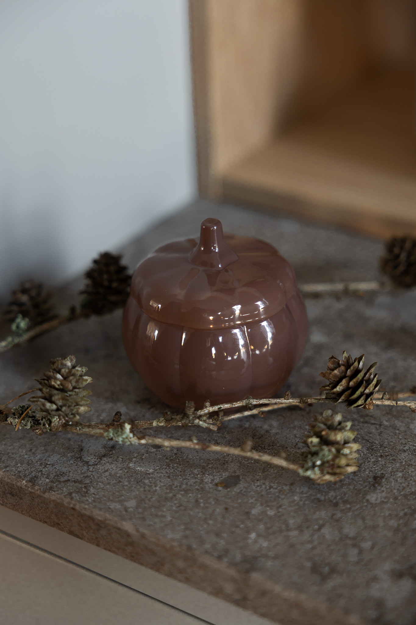 Brehult - Brown glass jar - Pumpkin - 9 x 9 x 9 cm