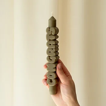 Taper Candle Congrats Olivgrön 3D
