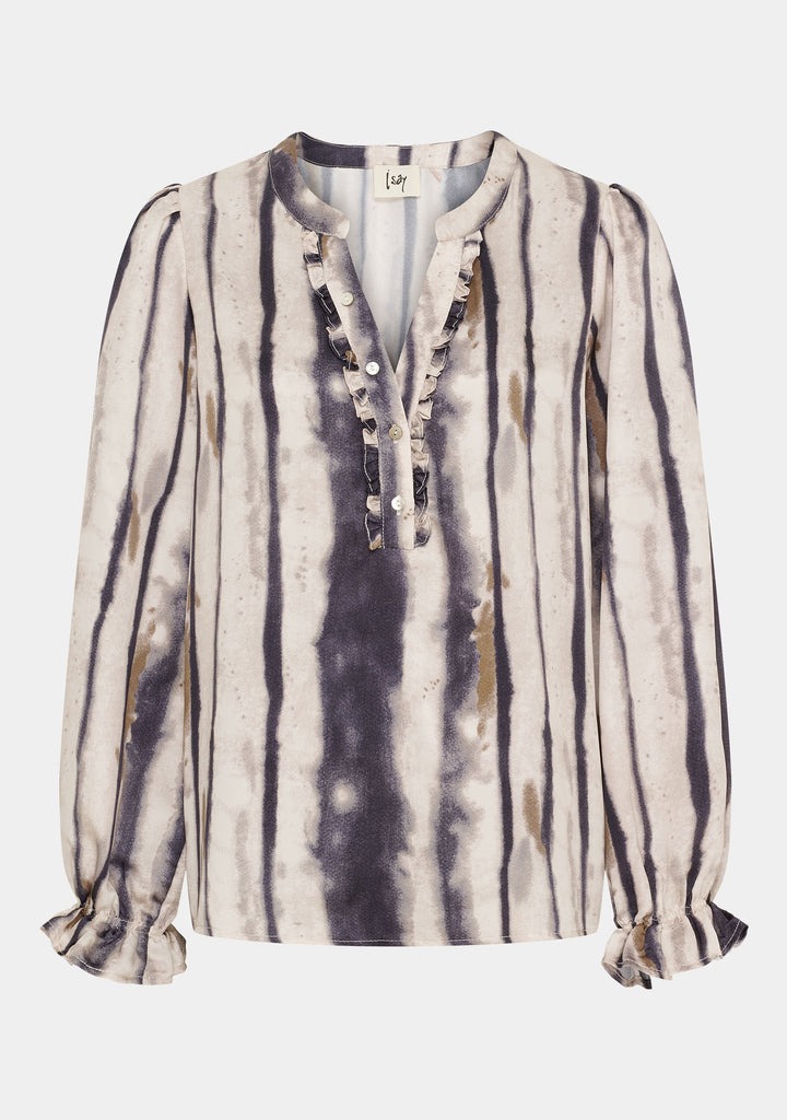 Melba Flounce Blouse - Earth Tones - Isay - 3