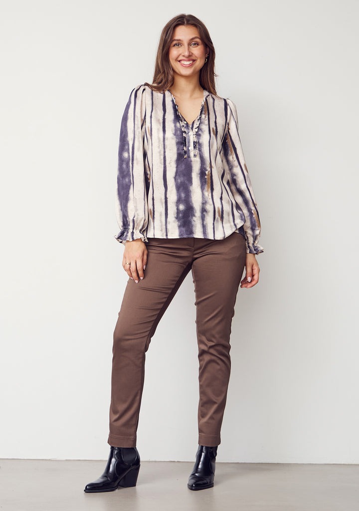 Melba Flounce Blouse - Earth Tones - Isay - 5