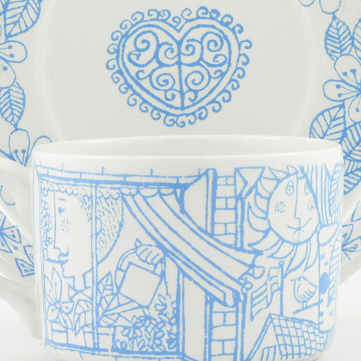 Stig Lindberg (Boro 1960) Teacup with Blue Decor 11 cm (5)