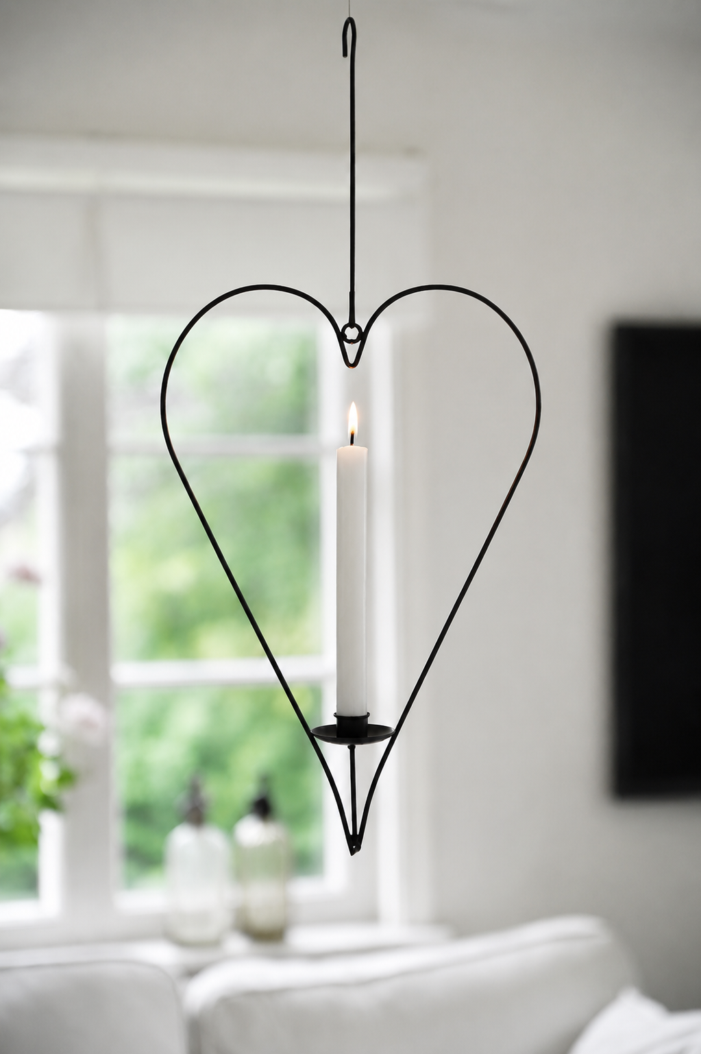 Ljusring - Ljusstake - Hjärta - Smide - Svart - 40 cm - 3