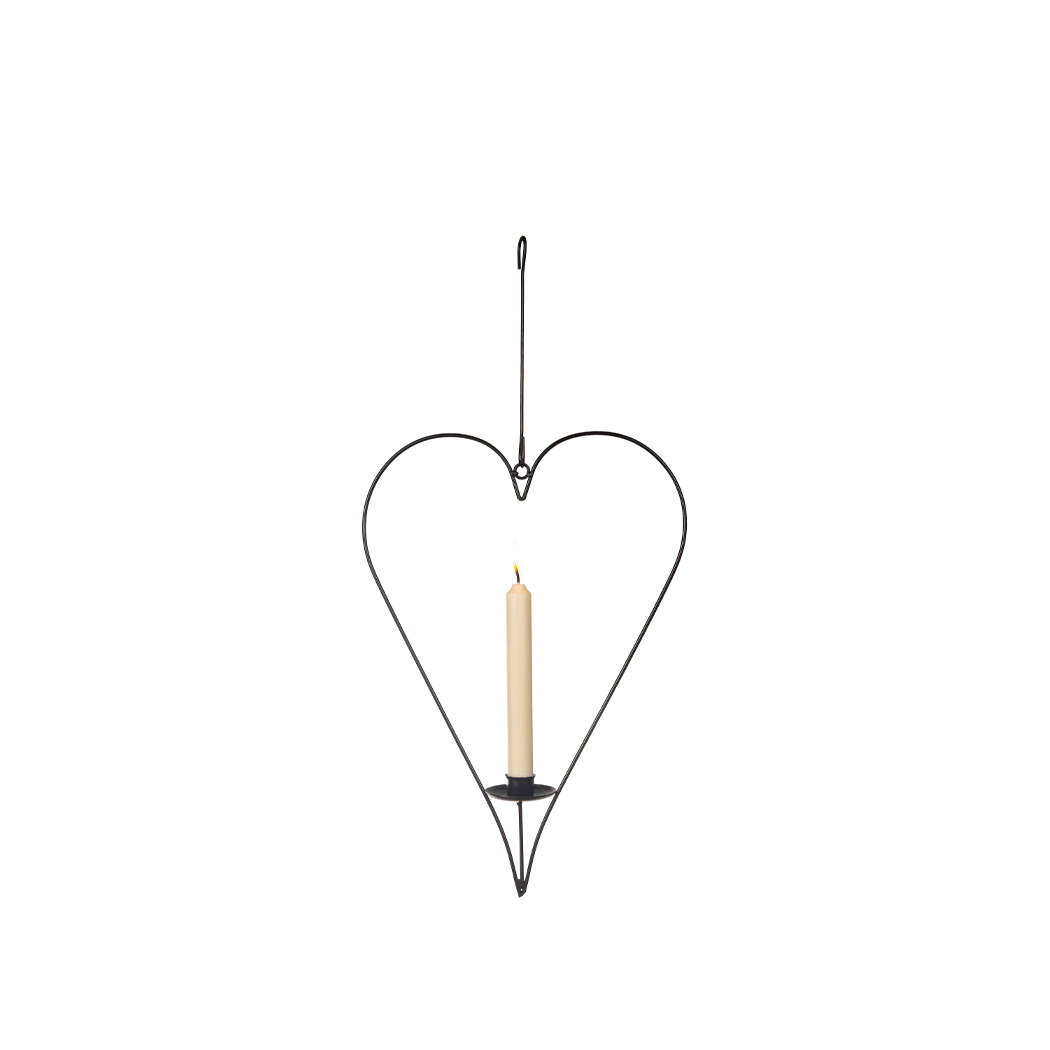 Ljusring - Ljusstake - Hjärta - Smide - Svart - 40 cm - 2