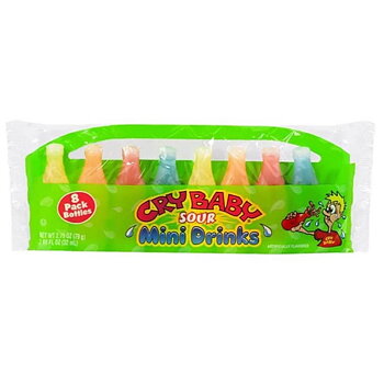 Cry Baby Wax Candy Bottles Sour Mini Drinks 8-Pack 79g