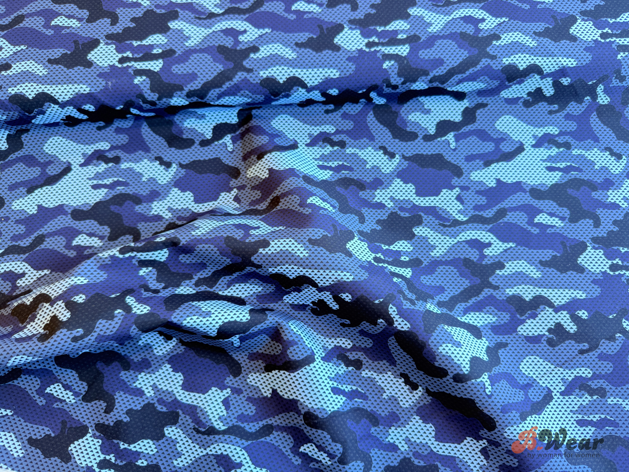 Bad shorts tyg - Blå kamoflage (vattenavvisande)