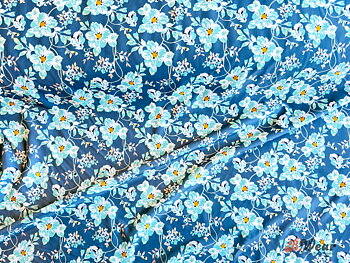 Steelblue swimwear fabric with flowers