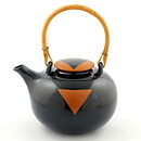 Inger Persson (Stream 1986) Black Swelling Teapot with Brown Decor 19/12 cm