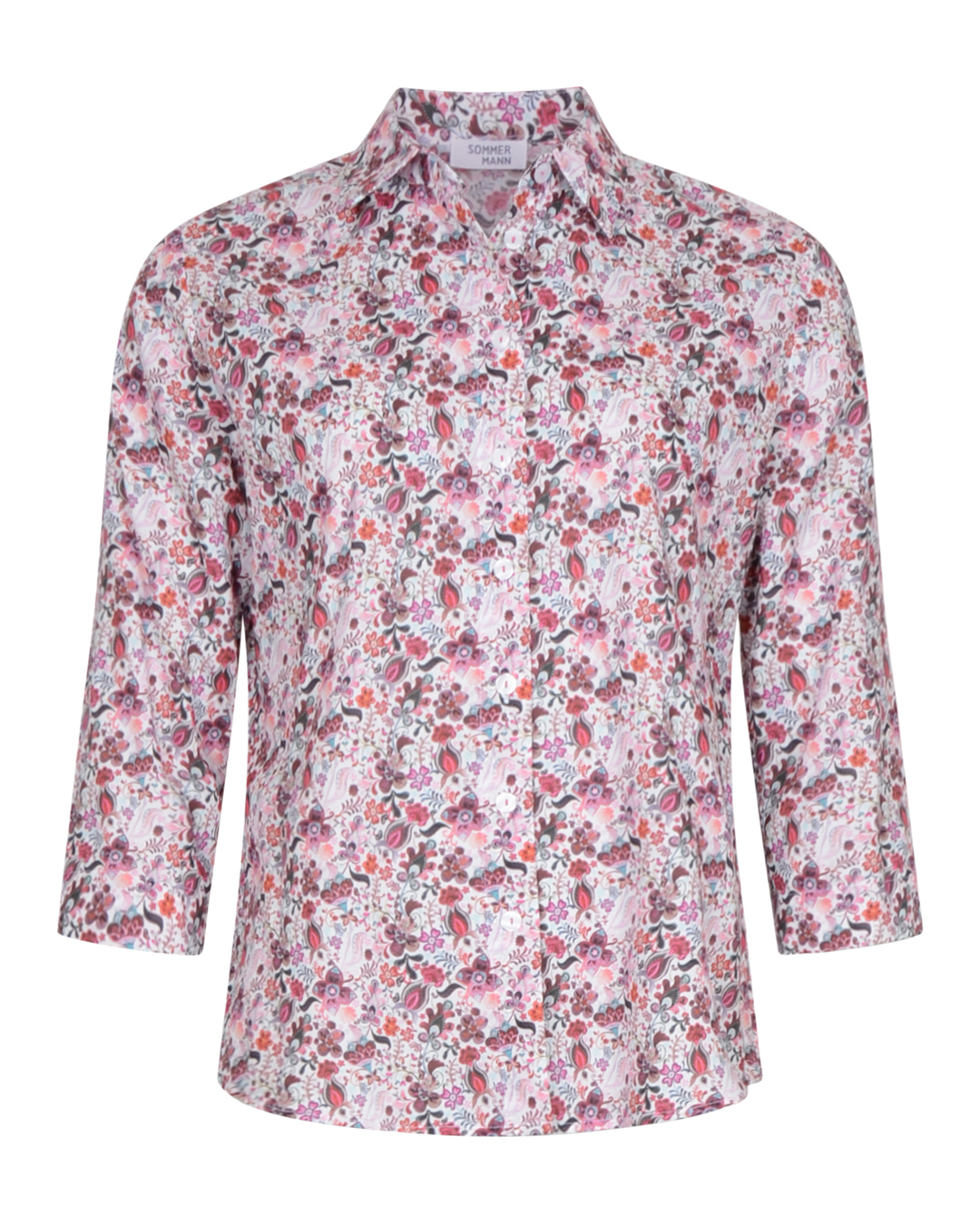 Skjorta Anni blommig rosa/vinröd