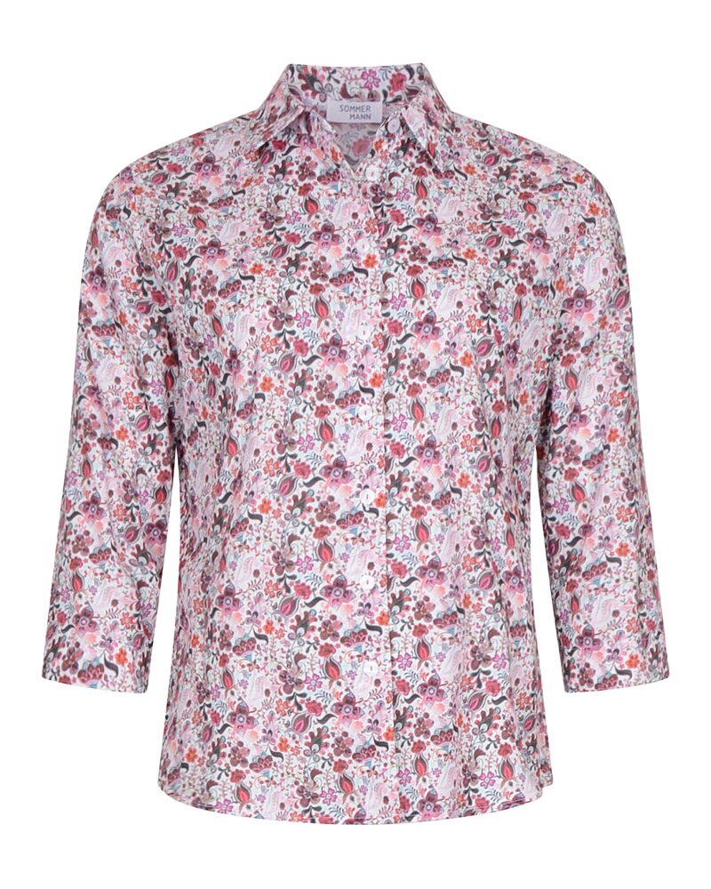 Skjorta Anni blommig rosa/vinröd