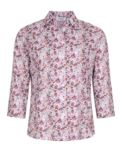 Skjorta Anni blommig rosa/vinröd