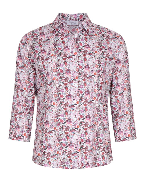 Skjorta Anni blommig rosa/vinröd
