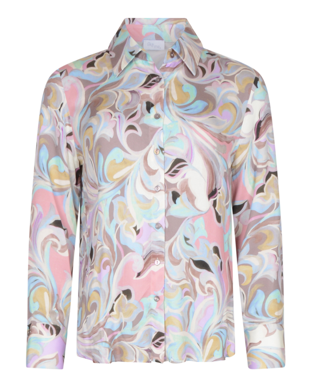 Blus Aurelia lila/rosa/nougat mönstrad