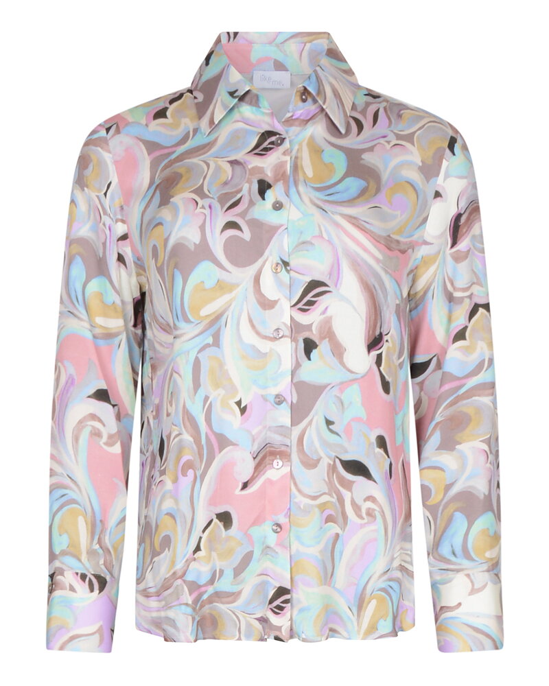 Blus Aurelia lila/rosa/nougat mönstrad