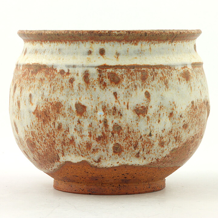 イサク・イサクソン  一点もの  白/茶色のボウル  茶碗  (12cm)  2000年代  #42