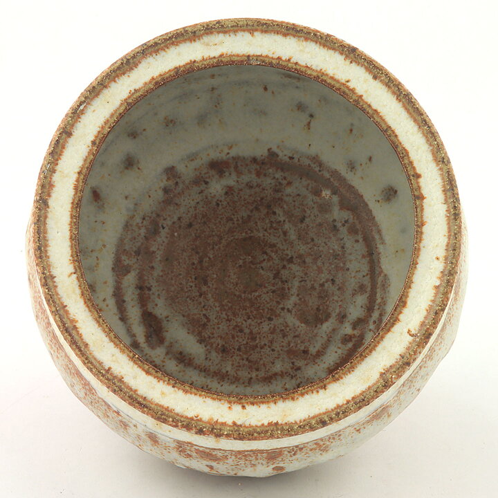 イサク・イサクソン  一点もの  白/茶色のボウル  茶碗  (12cm)  2000年代  #42