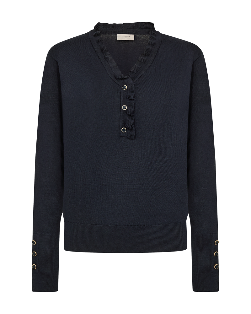 Jumper Katie V-ringad med knappar marin