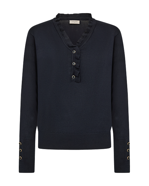 Jumper Katie V-ringad med knappar marin