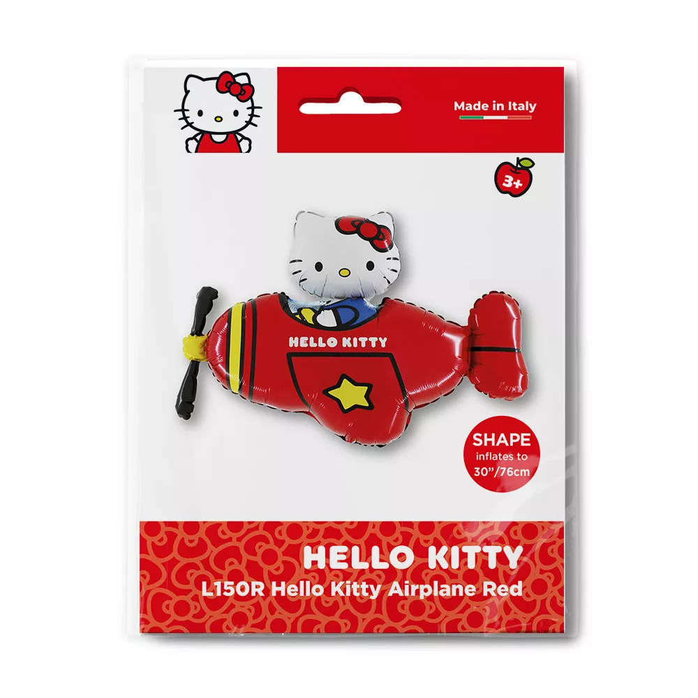 Hello Kitty Folie Ballong 76 cm - Rött Flygplan - 2