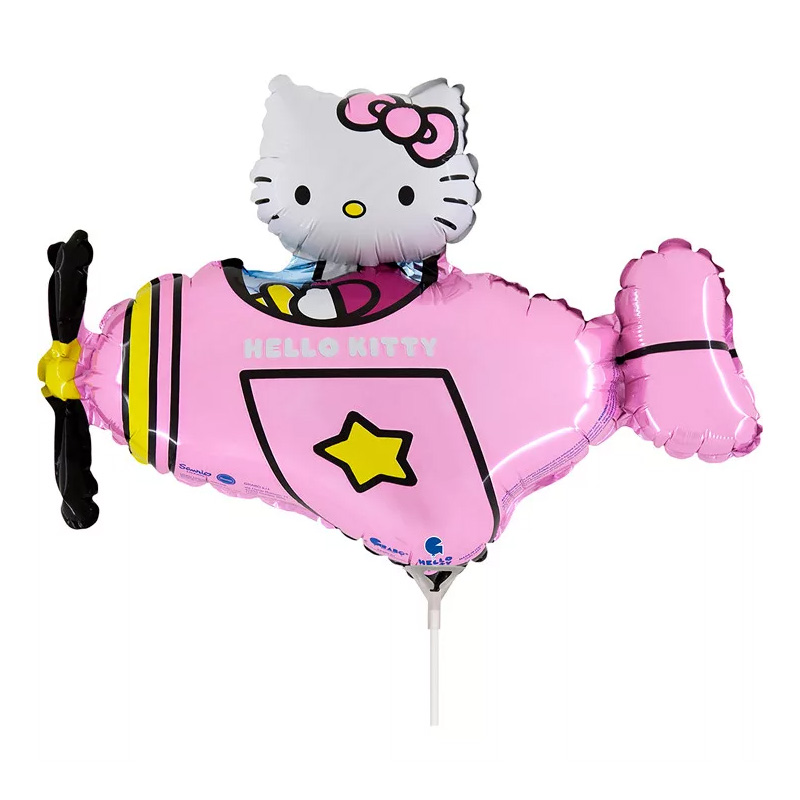 Hello Kitty Folie Ballong 35 cm - Rosa Flygplan