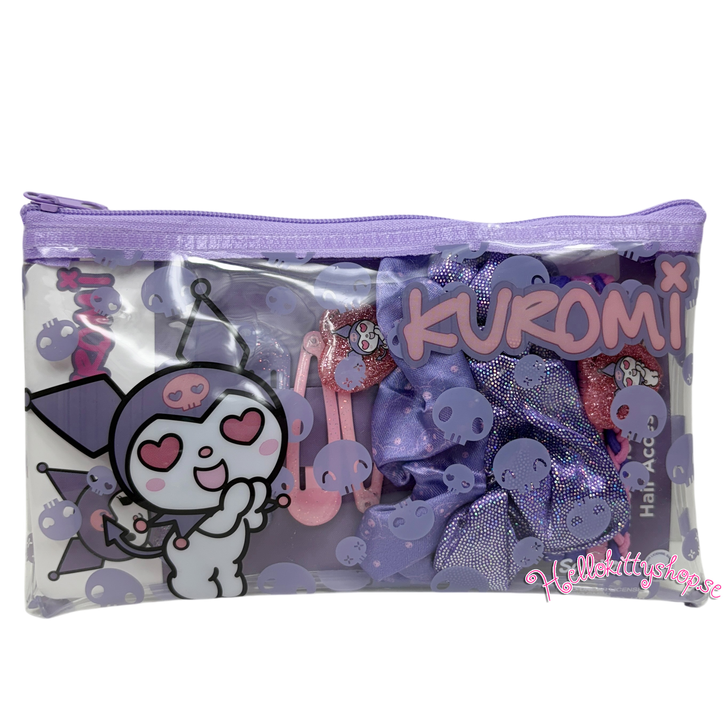 Kuromi Hår Accessoarer 11 pack - Hårspännen, Hårsnoddar, Fodral - 2