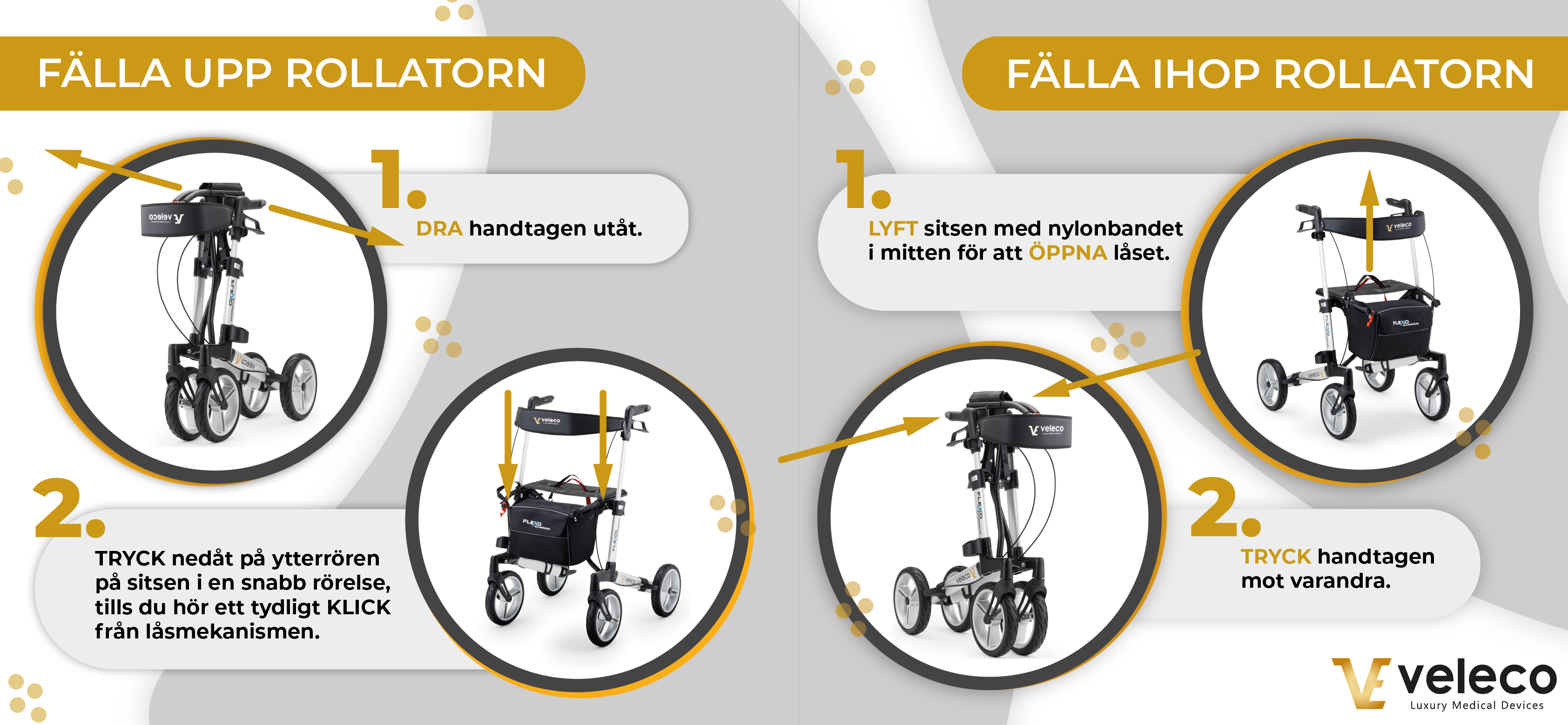 Rollator Hopfällbar - Flexo Silver - 27