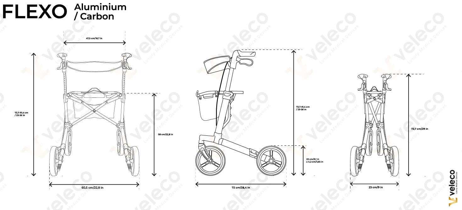 Rollator Hopfällbar - Flexo Silver - 24