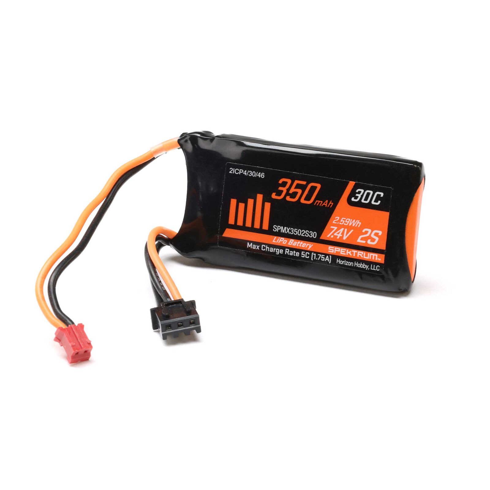 Spektrum SPMX3502S30 7.4V 350mAh 2S LiPo Battery: SCX24 PH 2.0