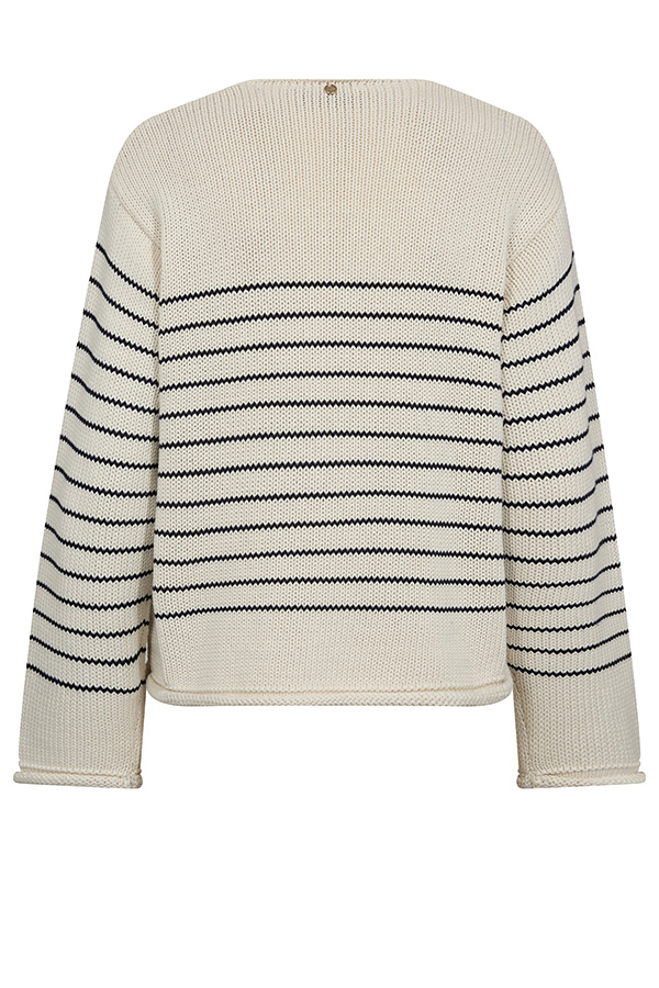 MMBine LS V-neck Stripe Knit Ecru - 4