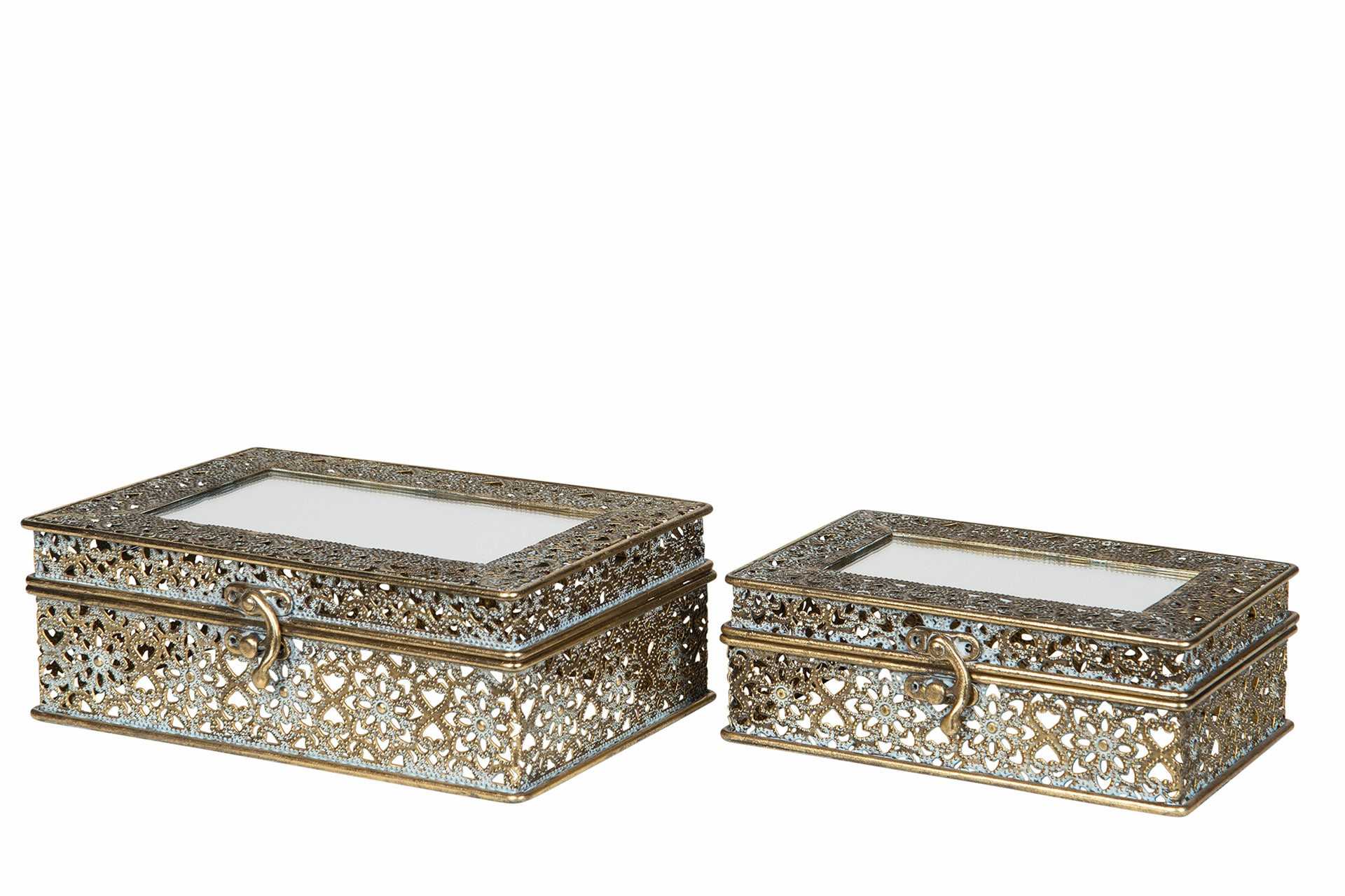 Box Spegel Metall gyllenbrun 2-p, 21x16 cm - 2