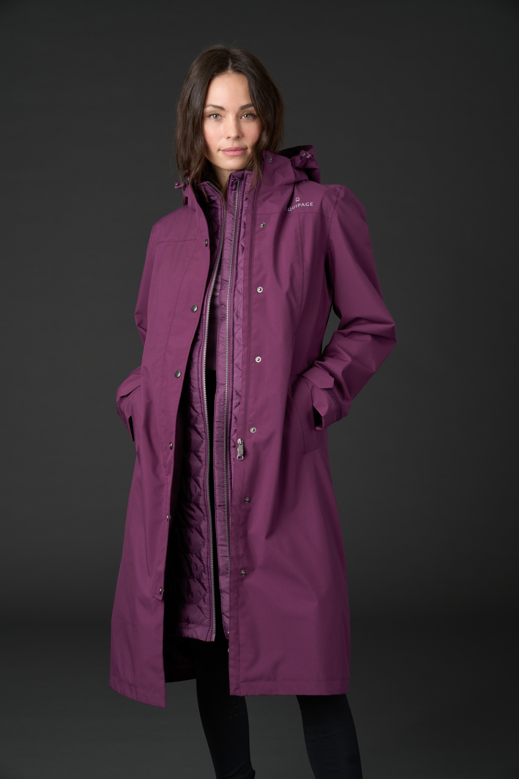 Equipage Heaven lang regnfrakk for ridning Plum - 10