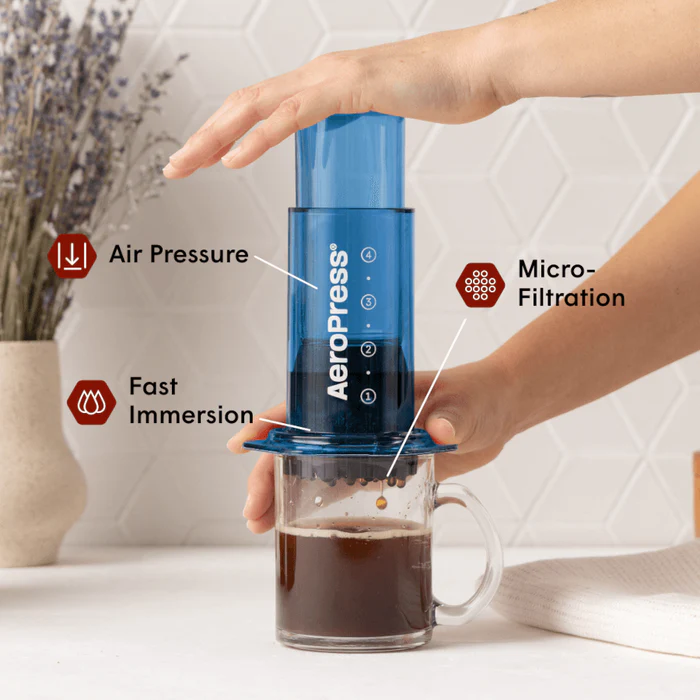 Aeropress Clear Blue  - Fantastisk kaffepress  - 8