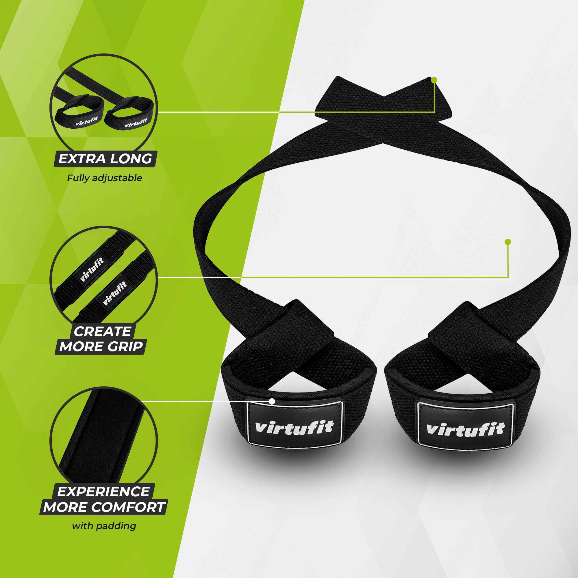 VirtuFit Padded Lifting Straps, black - 4