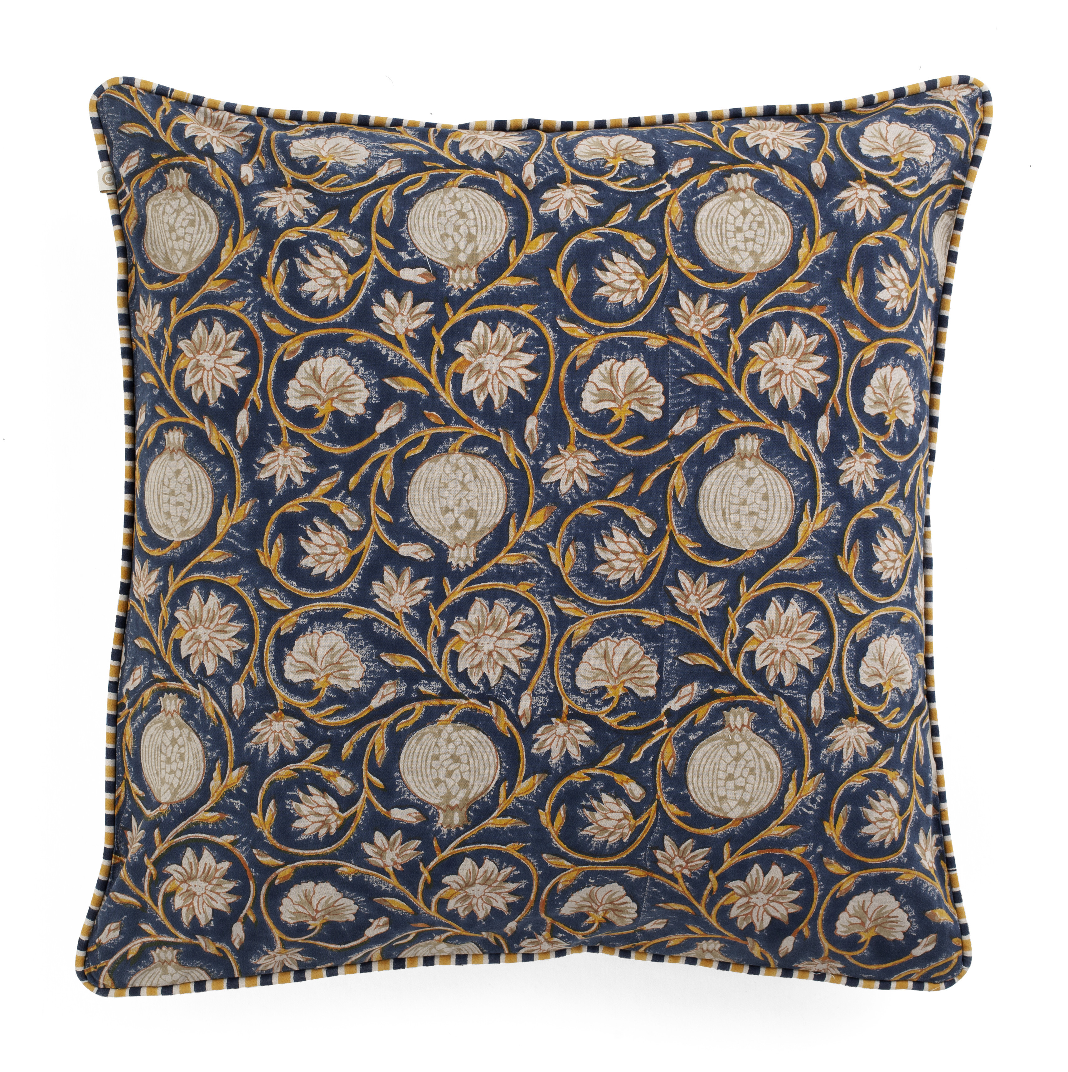 Kuddfodral - TANGIER POMEGRANATE Dk Blue & Ochre - Chamois