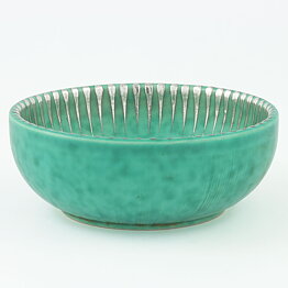 Wilhelm Kåge (Argenta 1959) Green Bowl with Silver Decor 10 cm