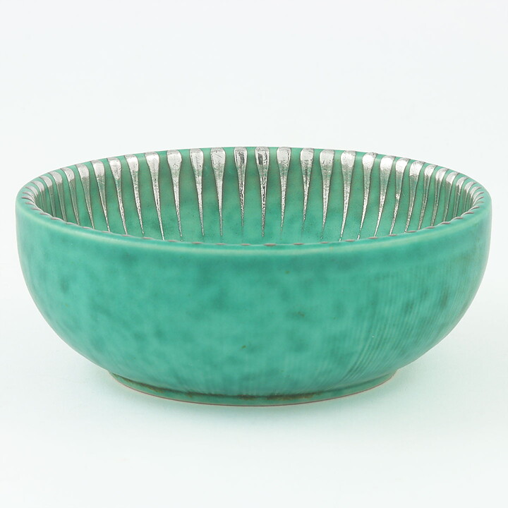 ヴィルヘルム・コーゲ  Argentaシリーズ  グリーンのボウル  シルバーの模様  10cm  1959年