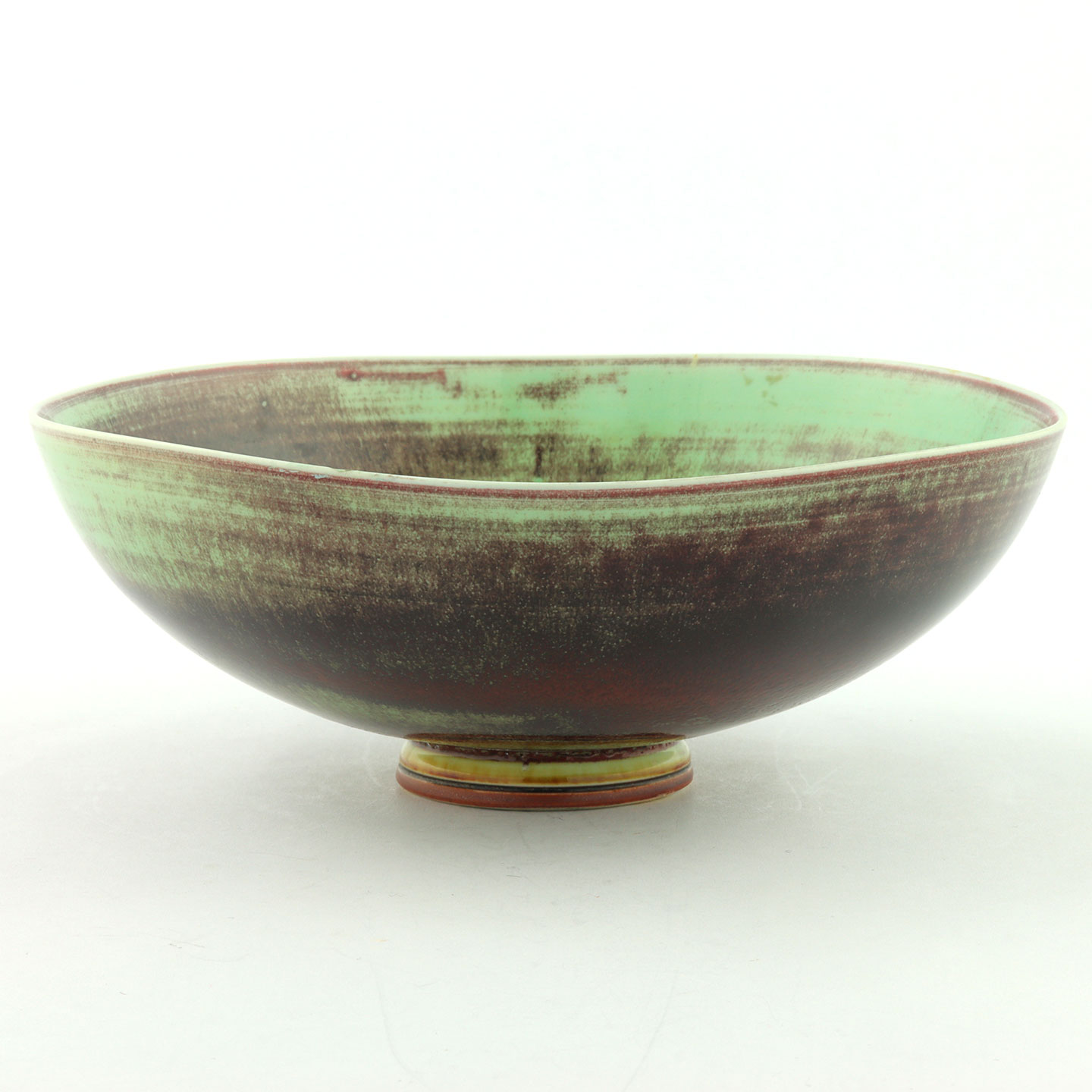 ベルント・フリーベリ 一点もの 青緑/赤茶色の四角いボウル 16cm