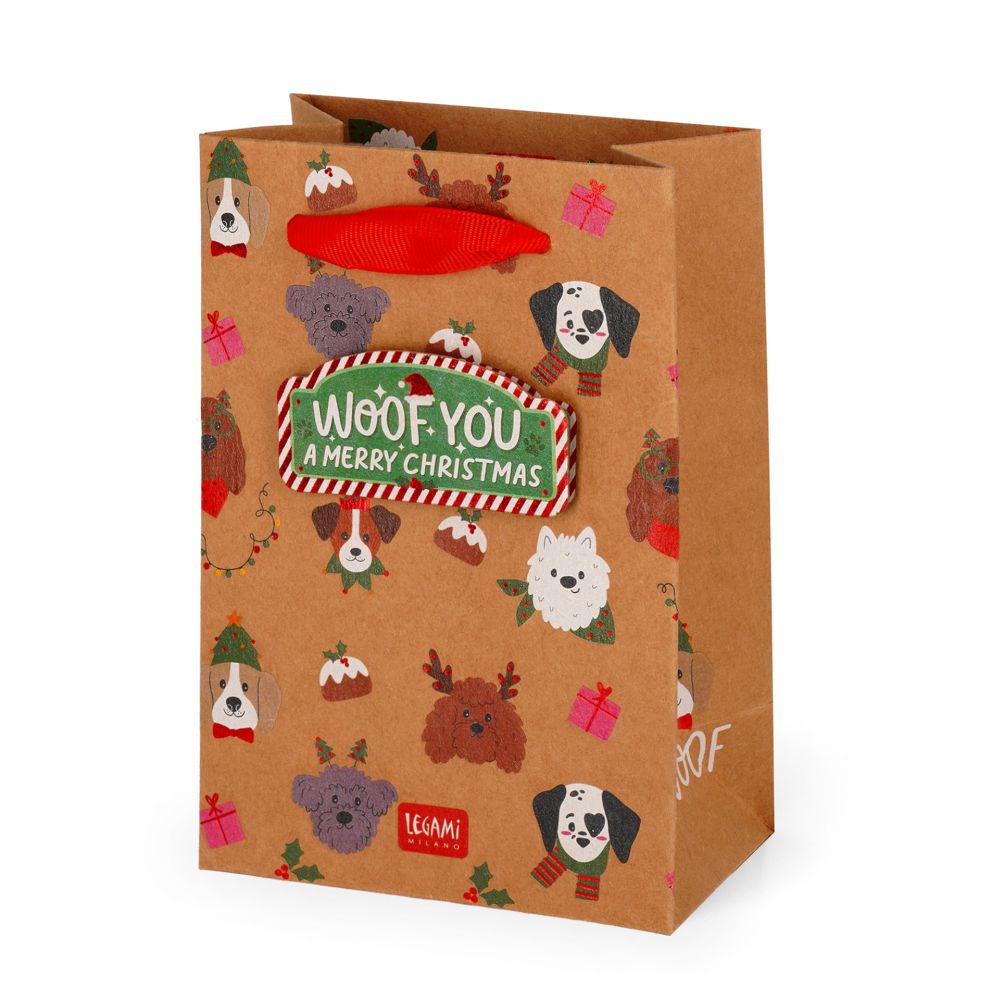Presentpåse Small, Dogs, Woof you a Merry Christmas (GB0663)