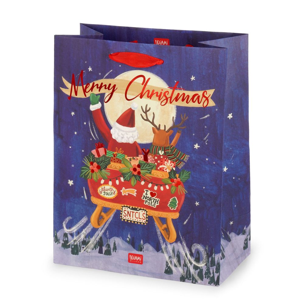 Presentpåse Medium, Sleigh, Merry Christmas (GB0658)