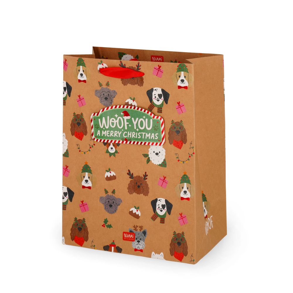 Presentpåse Medium, Dogs, Woof you A Merry Christmas (GB0669)