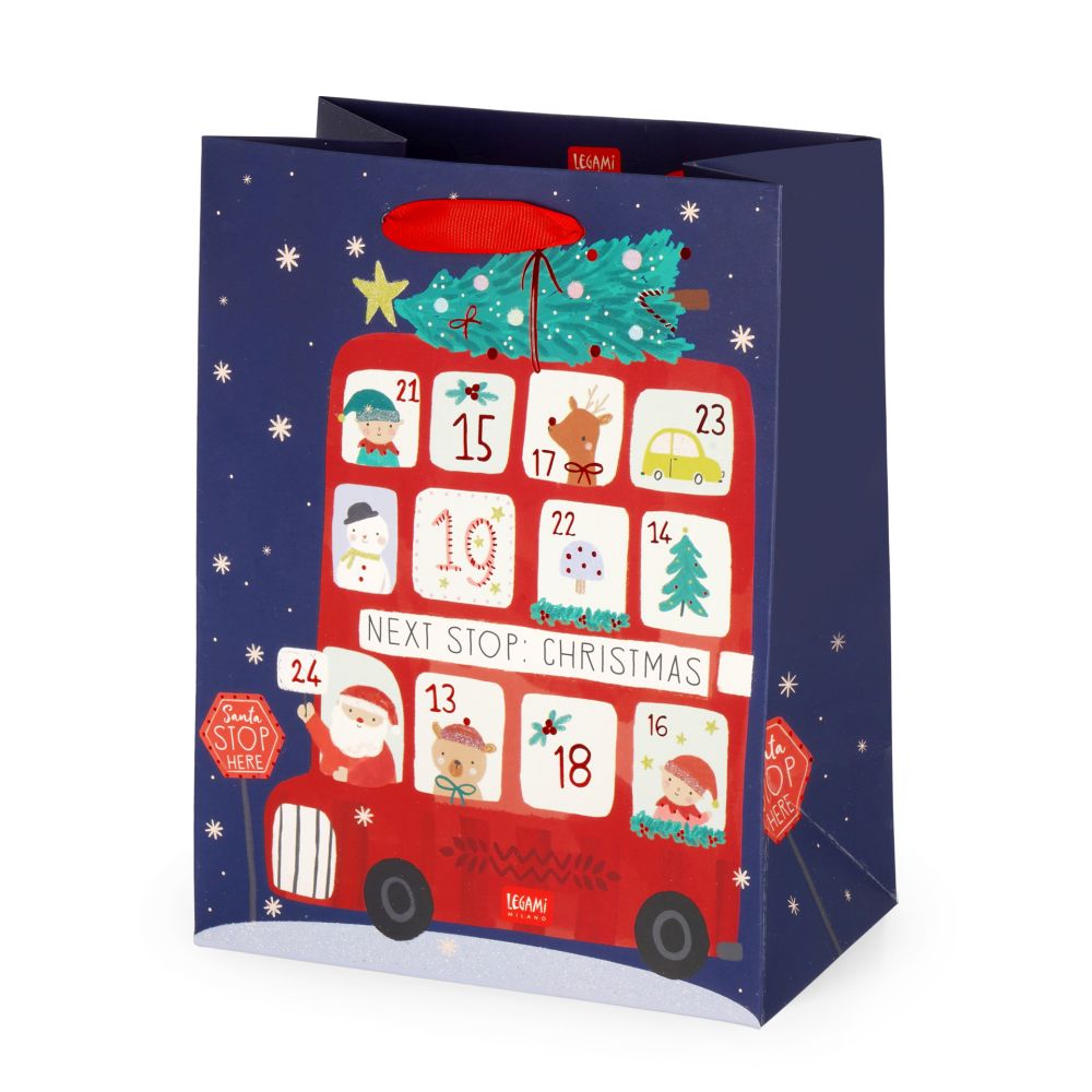 Presentpåse Medium, Christmas bus (GB0672)