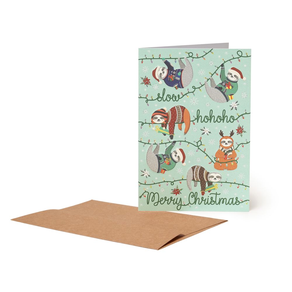Large Greeting card, Sloth, Slow ho ho ho Merry Christmas (BGNUN0035)