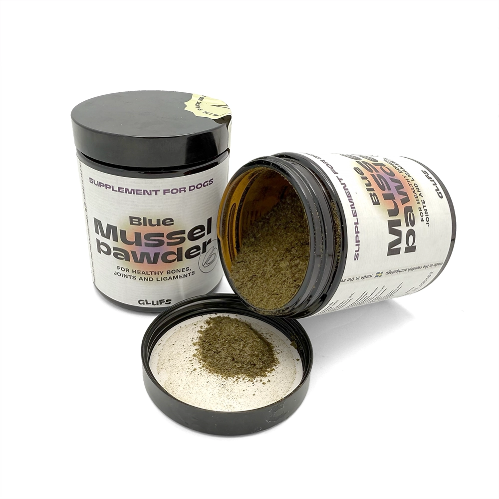 Gluf's mussel pawder Swedish mussels instead of green-lipped mussel climate-smart dietary supplement glucosamine dog and cat