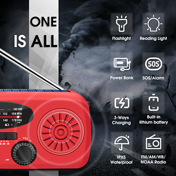 Briv Nödradio 2000 mAh - AM/FM Powerbank Solcell inkl USB