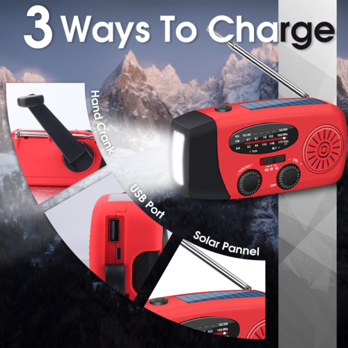 Briv Nödradio 2000 mAh - AM/FM Powerbank Solcell inkl USB - 4