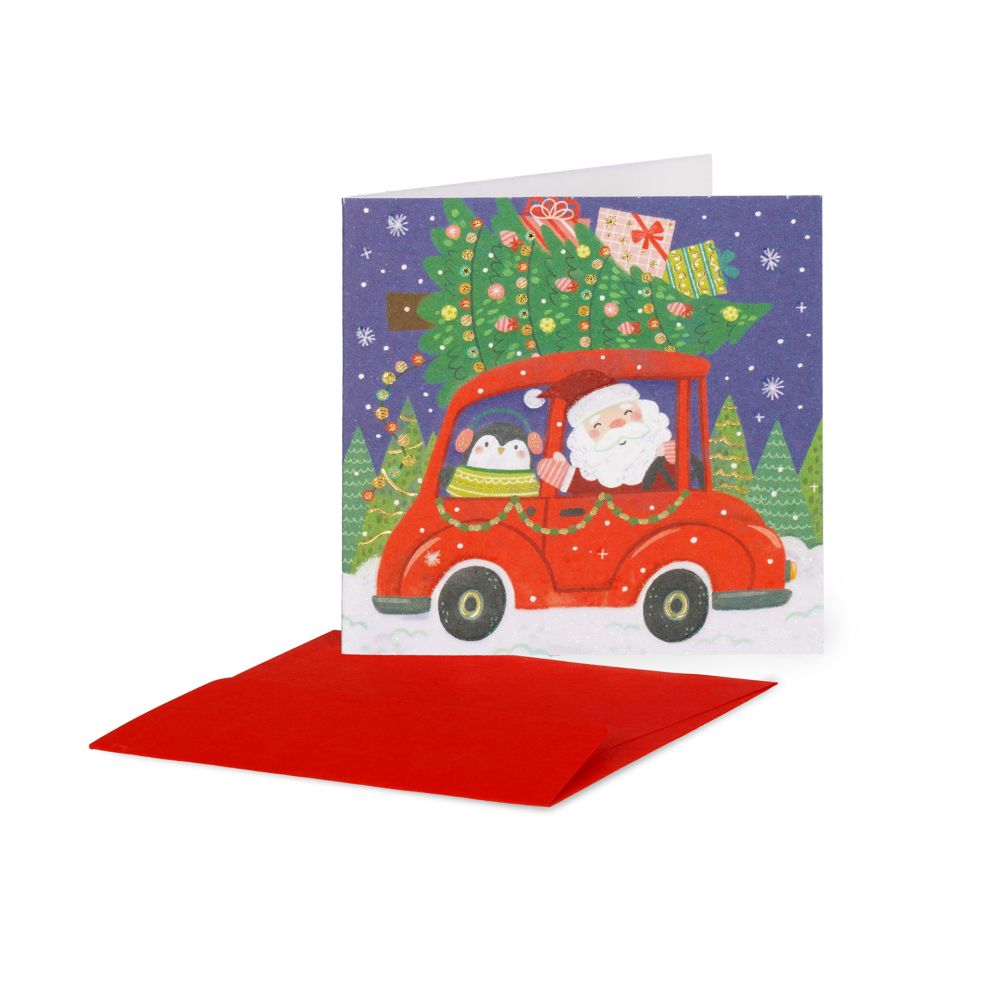 Small Greeting card, Santa car (BQN0153)