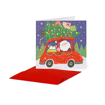 Small Greeting card, Santa car (BQN0153)
