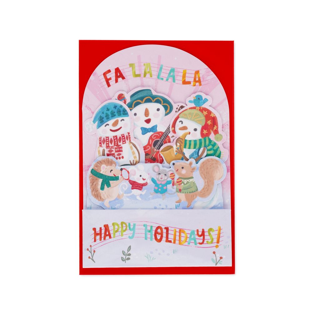 Popup Greeting card, Xmas, Snowman, Fa la la la, Happy Holidays! (BGPXS0012) - 2