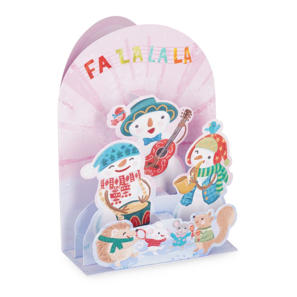 Popup Greeting card, Xmas, Snowman, Fa la la la, Happy Holidays! (BGPXS0012)